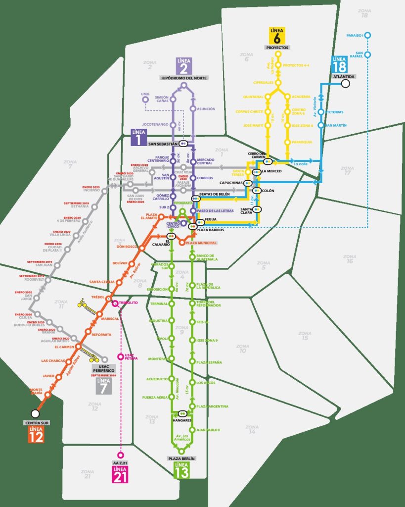 Mapa Transmetro Guatemala
